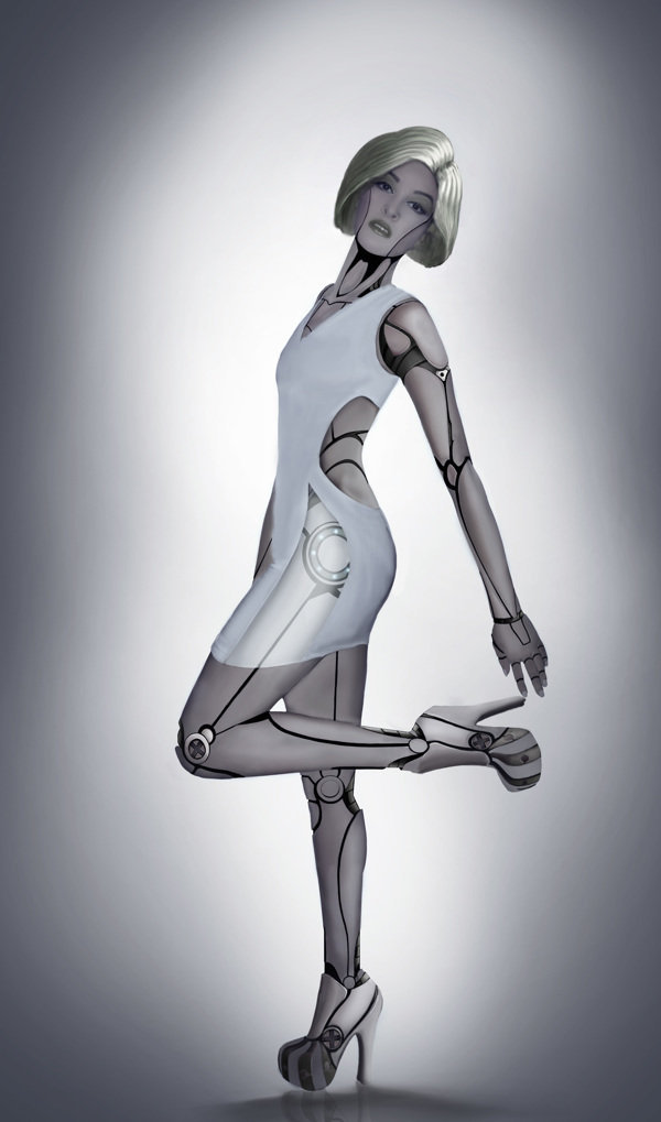 female android with lines