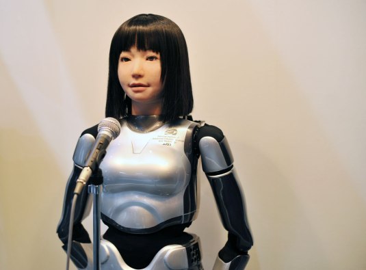 female robot with head and robot body