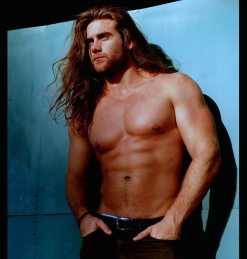 white body builder with long hair